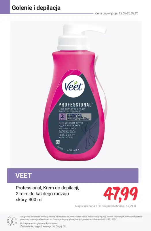 Rossmann - gazetka promocyjna -50% na drugi wybrany produkt marek: Rexona, Neutrogena, BiC, Veet... od poniedziałku 16.03 do środy 25.03 - strona 2