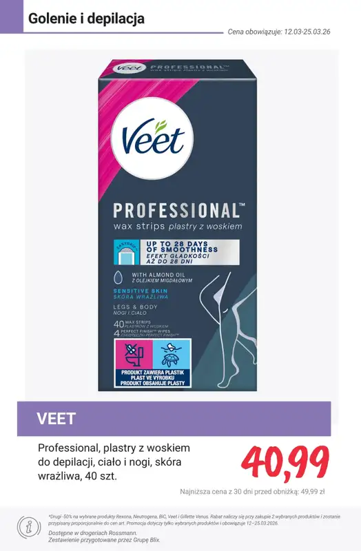 Rossmann - gazetka promocyjna -50% na drugi wybrany produkt marek: Rexona, Neutrogena, BiC, Veet... od poniedziałku 16.03 do środy 25.03 - strona 5