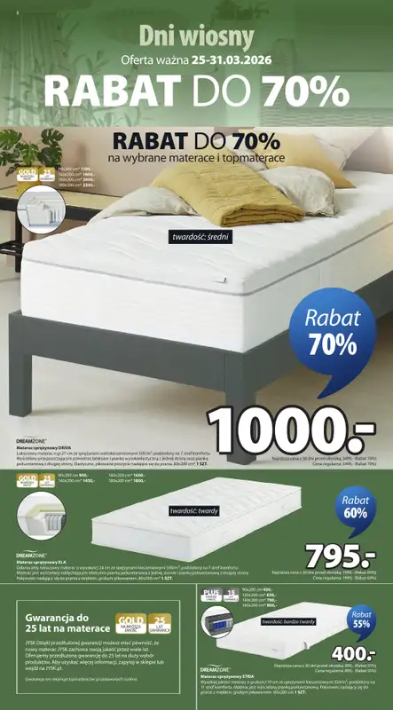 Jysk - gazetka promocyjna Dni Wiosny. Rabat do 70% od środy 25.03 do wtorku 31.03 - strona 8
