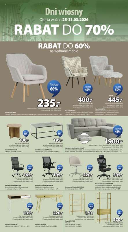 Jysk - gazetka promocyjna Dni Wiosny. Rabat do 70% od środy 25.03 do wtorku 31.03 - strona 6