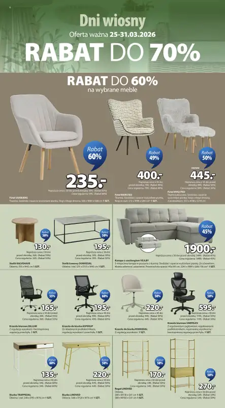 Jysk - gazetka promocyjna Dni Wiosny. Rabat do 70% od środy 25.03 do wtorku 31.03 - strona 6