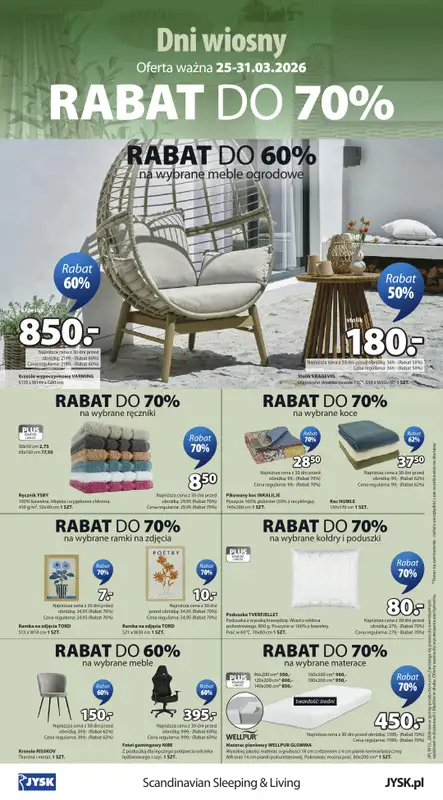 Jysk - gazetka promocyjna Dni Wiosny. Rabat do 70% od środy 25.03 do wtorku 31.03 - strona 16