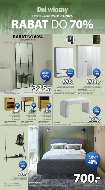 Jysk - gazetka promocyjna Dni Wiosny. Rabat do 70% od środy 25.03 do wtorku 31.03 - strona 7
