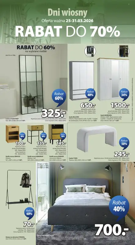 Jysk - gazetka promocyjna Dni Wiosny. Rabat do 70% od środy 25.03 do wtorku 31.03 - strona 7