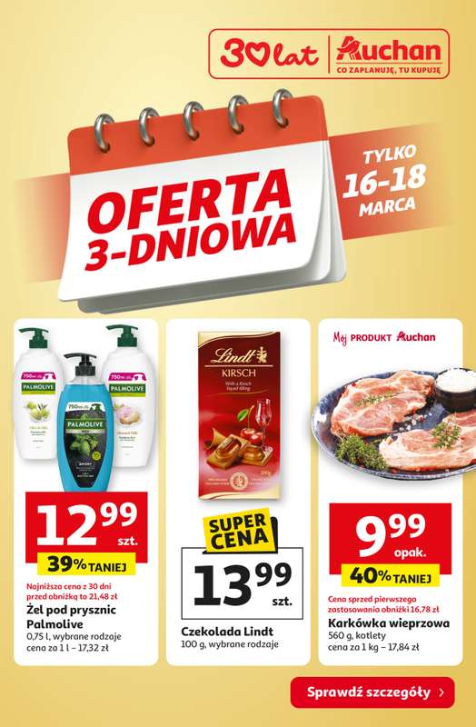 Auchan - gazetka promocyjna Oferta 3-dniowa od poniedziałku 16.03 do środy 18.03