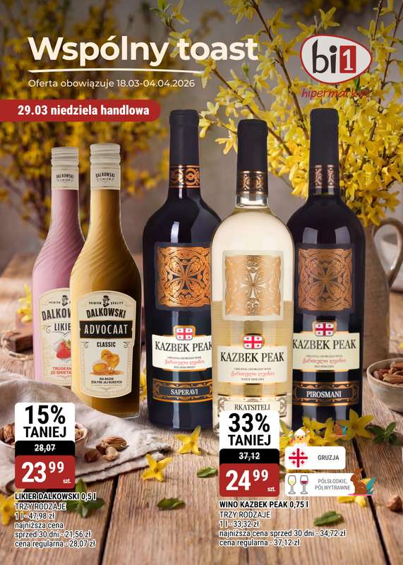 bi1 - gazetka promocyjna Gazetka Wspólny toast od środy 18.03 do soboty 04.04