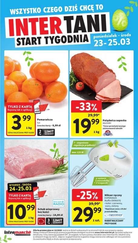 Intermarche - gazetka promocyjna Intertani start tygodnia od poniedziałku 23.03 do środy 25.03