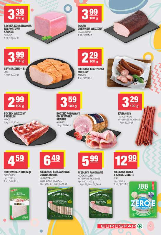 SPAR - gazetka promocyjna Gazetka Eurospar od poniedziałku 23.03 do soboty 04.04 - strona 9
