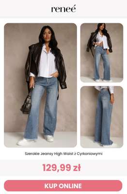 Szerokie Jeansy High Waist z Cyrkoniowymi