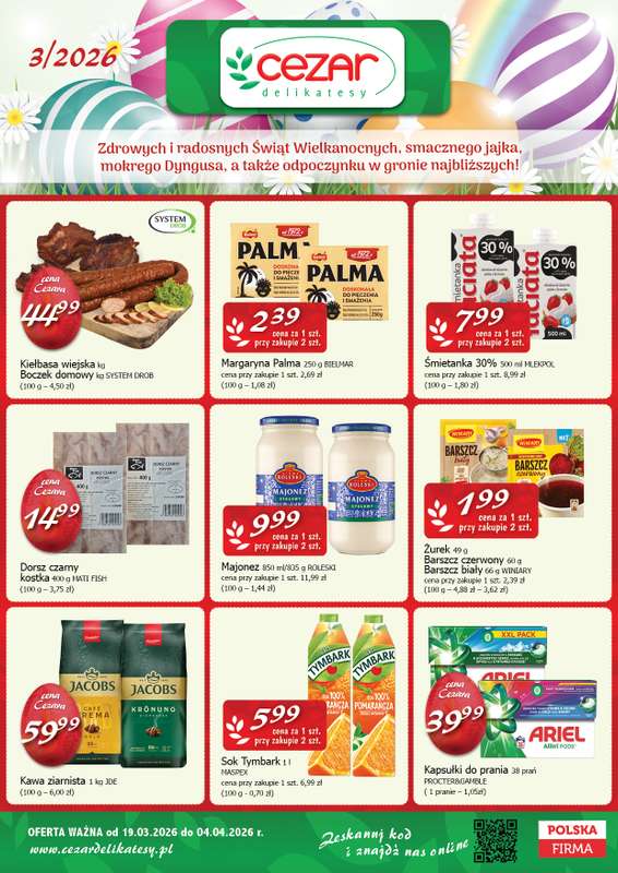 CEZAR Delikatesy - gazetka promocyjna Gazetka od czwartku 19.03 do soboty 04.04