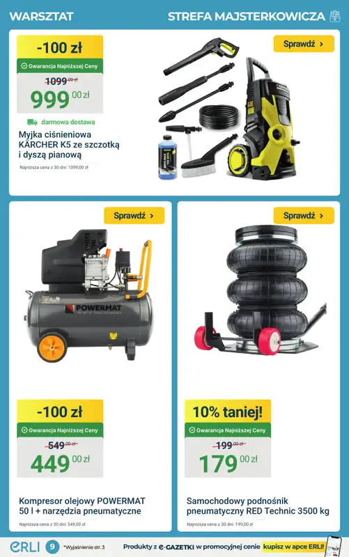 ERLI - gazetka promocyjna Urządzaj dom, doposaż warsztat – sprawdź okazje! od środy 18.03 do niedzieli 22.03 - strona 9