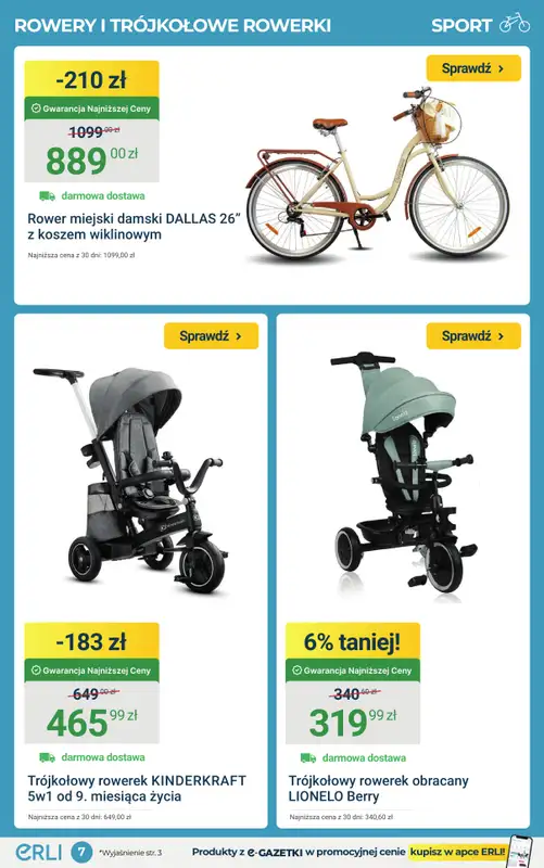 ERLI - gazetka promocyjna Rowery, hulajnogi i bieżnie taniej do -25%! od piątku 20.03 do niedzieli 22.03 - strona 7