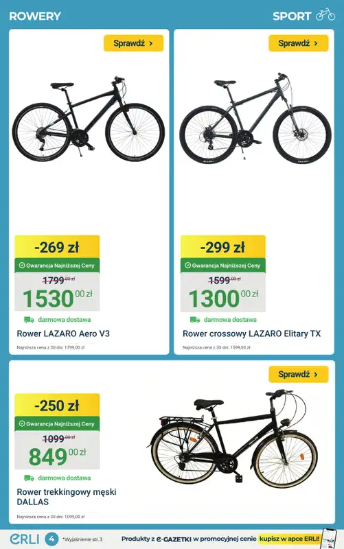ERLI - gazetka promocyjna Rowery, hulajnogi i bieżnie taniej do -25%! od piątku 20.03 do niedzieli 22.03 - strona 4