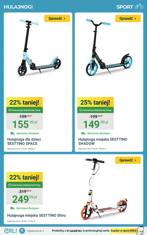 ERLI - gazetka promocyjna Rowery, hulajnogi i bieżnie taniej do -25%! od piątku 20.03 do niedzieli 22.03 - strona 11
