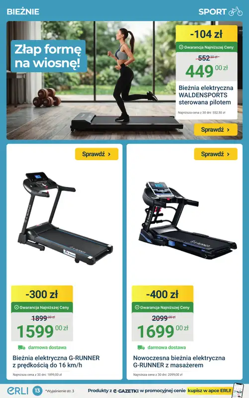 ERLI - gazetka promocyjna Rowery, hulajnogi i bieżnie taniej do -25%! od piątku 20.03 do niedzieli 22.03 - strona 13