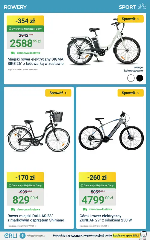ERLI - gazetka promocyjna Rowery, hulajnogi i bieżnie taniej do -25%! od piątku 20.03 do niedzieli 22.03 - strona 6
