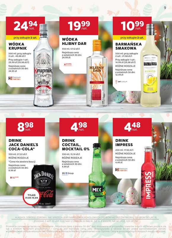 Stokrotka - gazetka promocyjna W dobrym smaku od czwartku 19.03 do środy 15.04 - strona 9