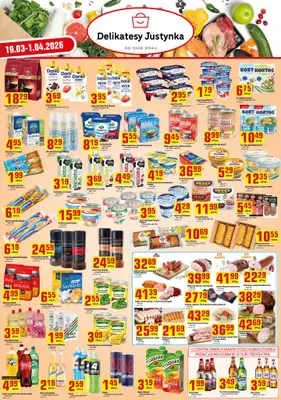 Delikatesy Justynka - gazetka promocyjna Gazetka od czwartku 19.03 do środy 01.04