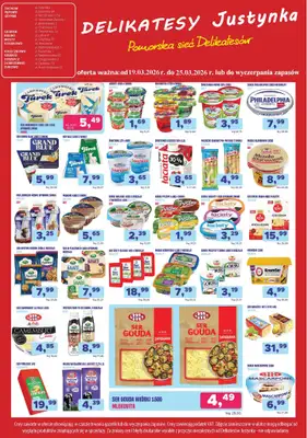 Delikatesy Justynka - gazetka promocyjna Plakaty promocyjne od czwartku 19.03 do środy 25.03