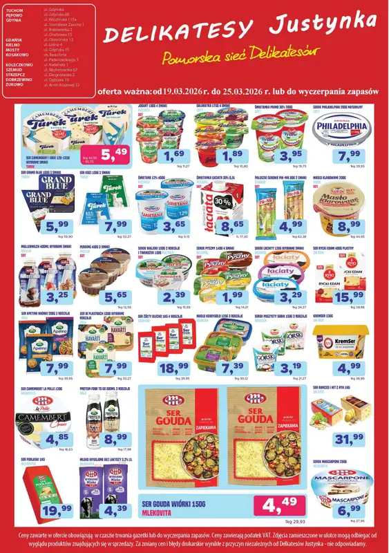 Delikatesy Justynka - gazetka promocyjna Plakaty promocyjne od czwartku 19.03 do środy 25.03