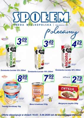 Społem - Blisko i Korzystnie - gazetka promocyjna Gazetka PSS Środa Wielkopolska od czwartku 19.03 do niedzieli 05.04