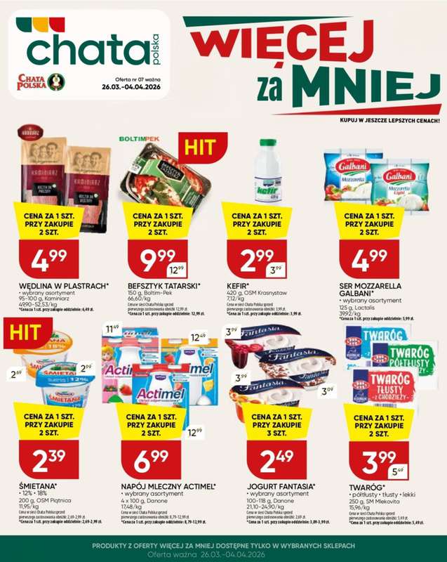 Chata Polska - gazetka promocyjna Więcej za mniej! od czwartku 26.03 do soboty 04.04