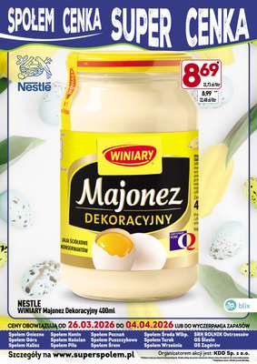 Społem - Blisko i Korzystnie - gazetka promocyjna Społem cenka, super cenka od czwartku 26.03 do soboty 04.04