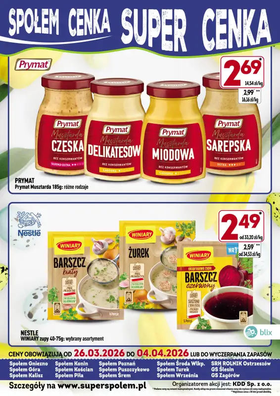 Społem - Blisko i Korzystnie - gazetka promocyjna Społem cenka, super cenka od czwartku 26.03 do soboty 04.04 - strona 4