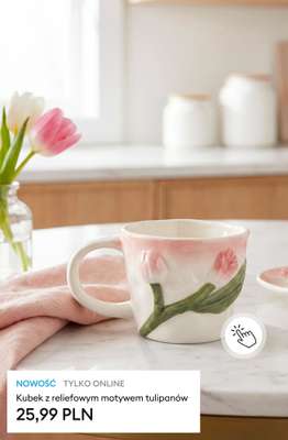 Kubek z reliefowym motywem tulipanów