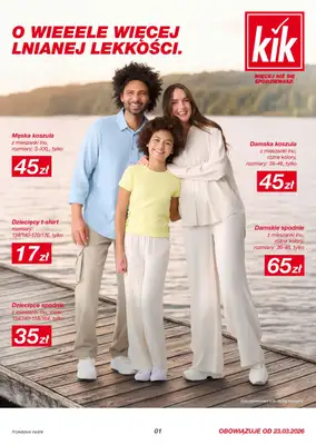 KiK - gazetka promocyjna Lniana lekkość w KIK od poniedziałku 23.03 do niedzieli 29.03