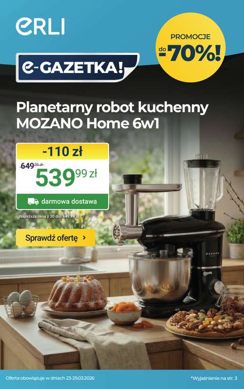 ERLI - gazetka promocyjna Wiosenna moc okazji do -70% na ERLI! od poniedziałku 23.03 do niedzieli 29.03