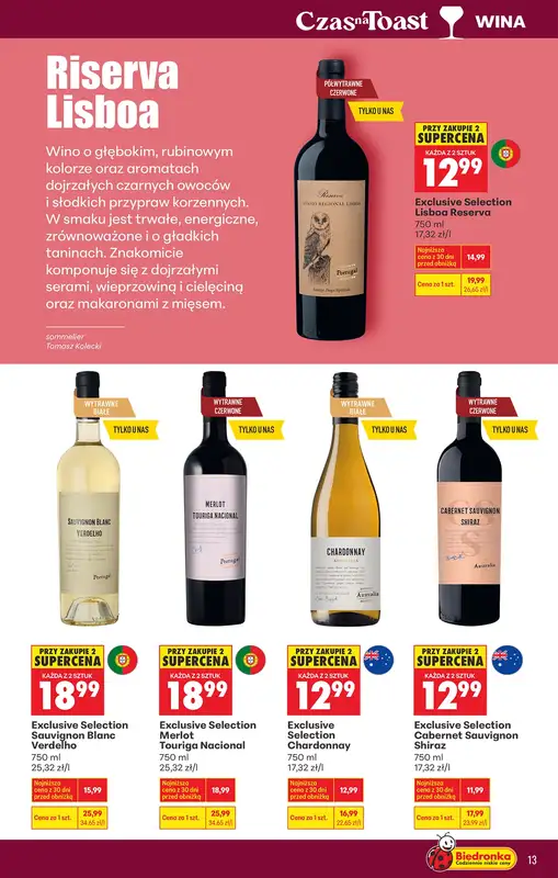Biedronka - gazetka promocyjna Czas na toast od poniedziałku 23.03 do soboty 04.04 - strona 13