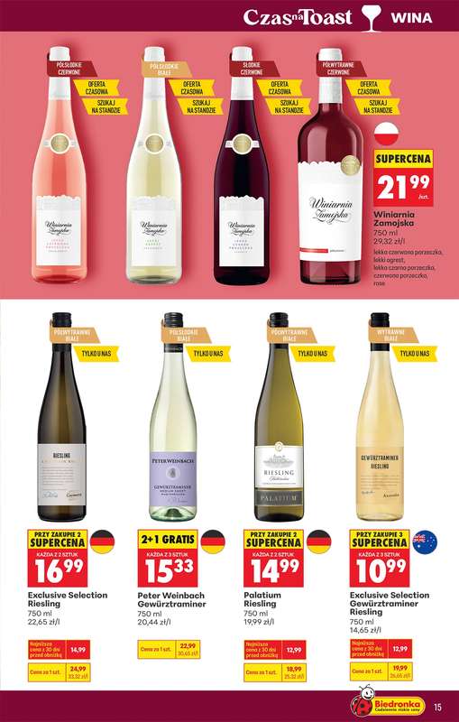 Biedronka - gazetka promocyjna Czas na toast od poniedziałku 23.03 do soboty 04.04 - strona 15