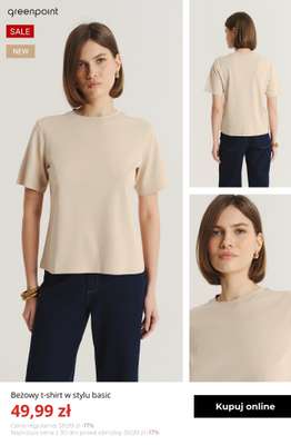 Beżowy t-shirt w stylu basic