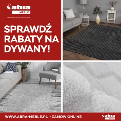 Abra Meble - gazetka promocyjna Sprawdź rabaty na dywany! od poniedziałku 23.03 do środy 08.04