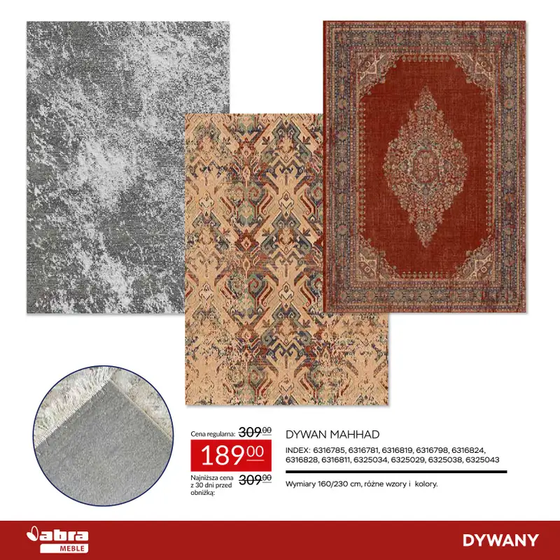 Abra Meble - gazetka promocyjna Sprawdź rabaty na dywany! od poniedziałku 23.03 do środy 08.04 - strona 16