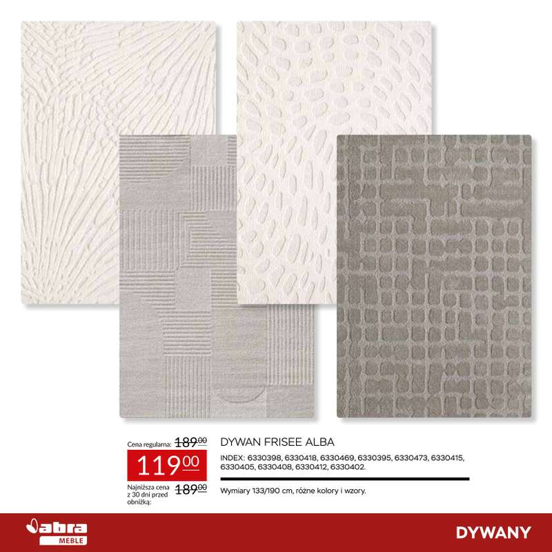 Abra Meble - gazetka promocyjna Sprawdź rabaty na dywany! od poniedziałku 23.03 do środy 08.04 - strona 10