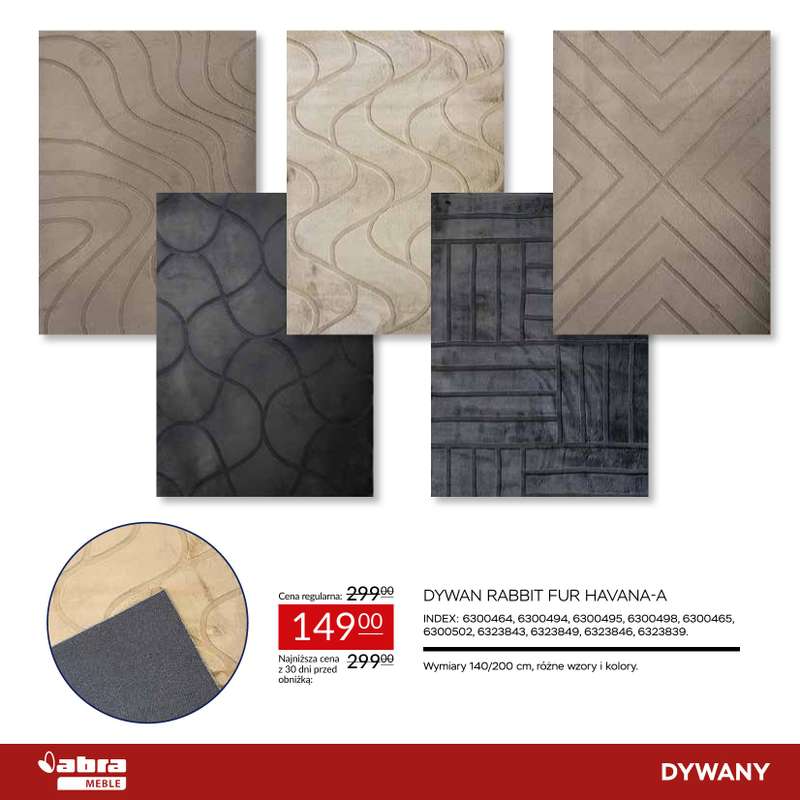 Abra Meble - gazetka promocyjna Sprawdź rabaty na dywany! od poniedziałku 23.03 do środy 08.04 - strona 6