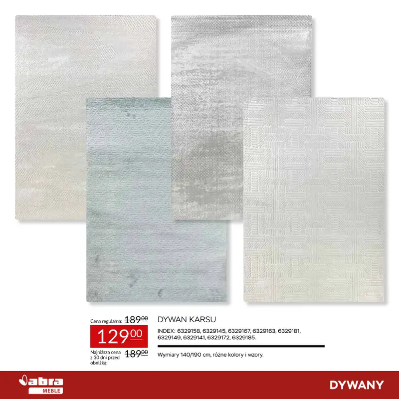 Abra Meble - gazetka promocyjna Sprawdź rabaty na dywany! od poniedziałku 23.03 do środy 08.04 - strona 12
