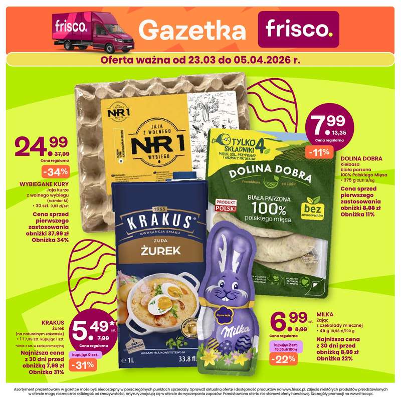 Frisco - gazetka promocyjna Gazetka od poniedziałku 23.03 do niedzieli 05.04