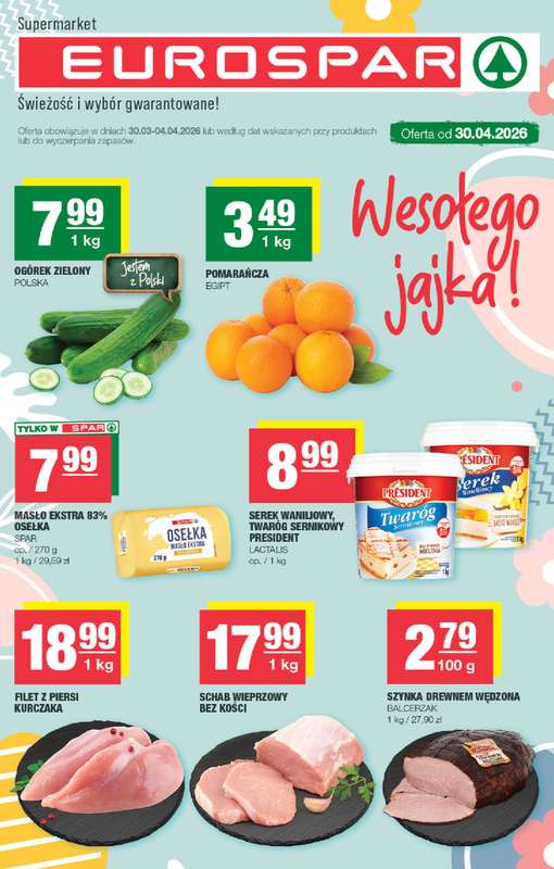 SPAR - gazetka promocyjna Gazetka Eurospar od poniedziałku 30.03 do soboty 04.04