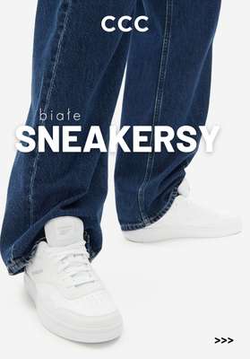 CCC - gazetka promocyjna Męskie białe SNEAKERSY od wtorku 24.03 