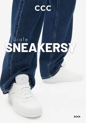 CCC - gazetka promocyjna Męskie białe SNEAKERSY od wtorku 24.03 