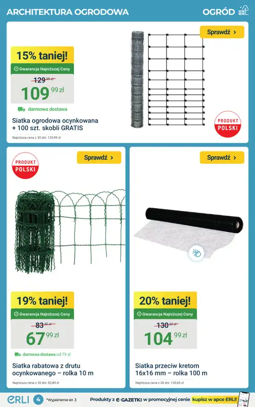 ERLI - gazetka promocyjna Ogród pełen okazji do -42% taniej na ERLI! od środy 25.03 do niedzieli 29.03 - strona 4