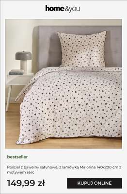 Pościel z bawełny satynowej z lamówką Malorina 140x200 cm z motywem serc