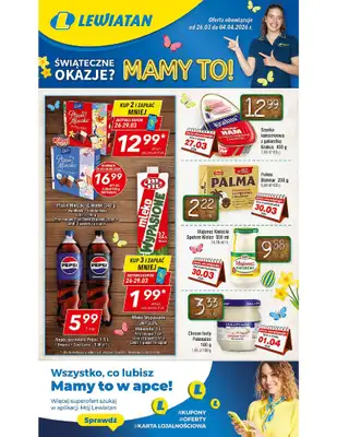 LEWIATAN - gazetka promocyjna Gazetka Świąteczne okazje Mamy to! woj. małopolskie od czwartku 26.03 do soboty 04.04