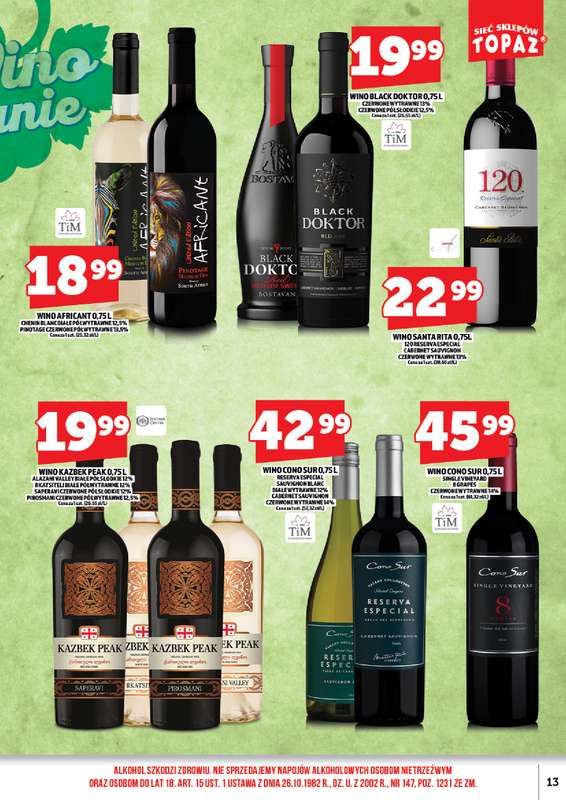 TOPAZ - gazetka promocyjna Gazetka alkoholowa od wtorku 24.03 do wtorku 31.03 - strona 13