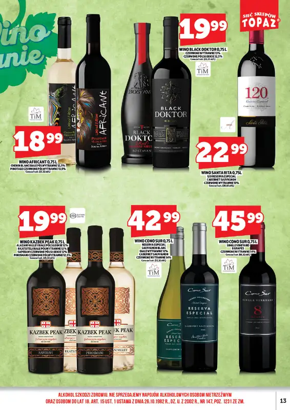 TOPAZ - gazetka promocyjna Gazetka alkoholowa od wtorku 24.03 do wtorku 31.03 - strona 13