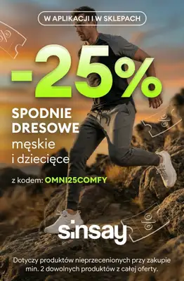 Sinsay - gazetka promocyjna -25% SPODNIE DRESOWE męskie i dziecięce - w aplikacje i sklepach! od wtorku 24.03 do niedzieli 29.03