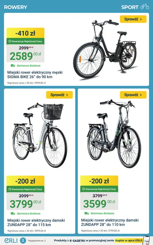 ERLI - gazetka promocyjna Rowery, hulajnogi i bieżnie do – 25%! od piątku 27.03 do niedzieli 29.03 - strona 2